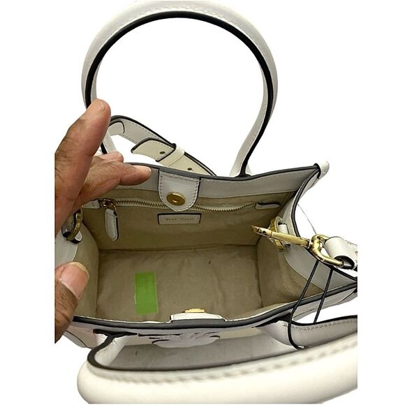 Jeff Wan Textile Tote – Quilted Leather Pineapple, Crossbody/Top Handle – Beige - Picture 6 of 12